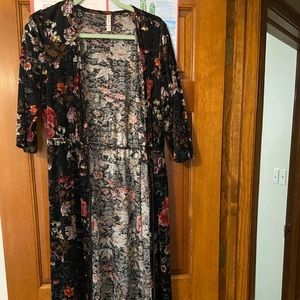 Calf length velvet cardigan